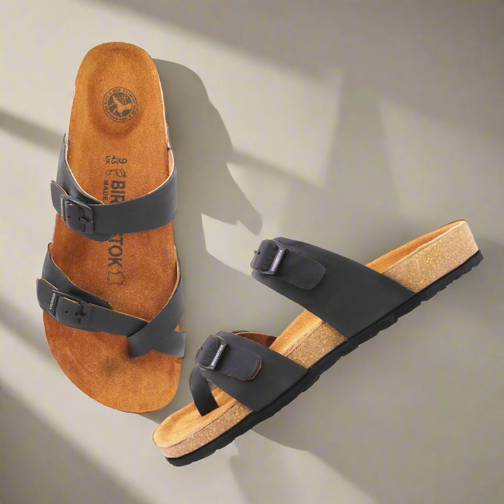 Birks Franca Leather Sandals - Black