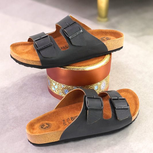 Birks Arizona Premium Leather Slides - Black👟
